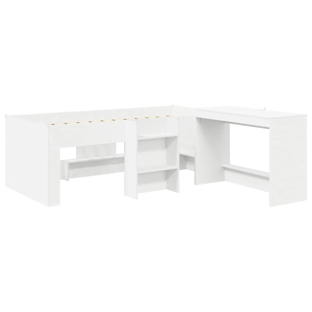 Letto alto per bambini con scrivania 2 pz Bianco 3423470