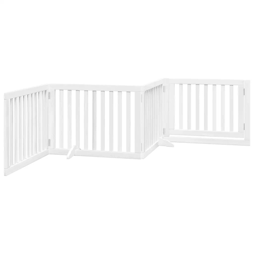 Cancello Cani Porta Pieghevole Bianco 4 Pannelli 320 cm Pioppo CFW5328543