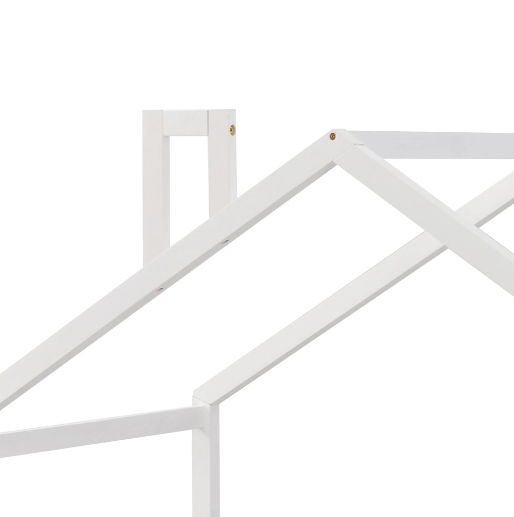 Letto a casetta per bambini 90 x 200 cm in legno massello bianco con protezione anticaduta