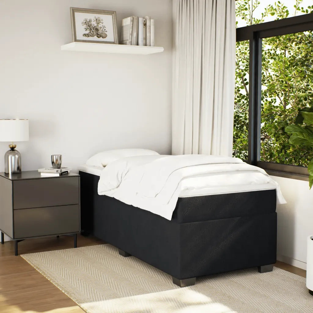 Giroletto a Molle con Materasso-Struttura Letto Nero 90x200 cm in Velluto 172279