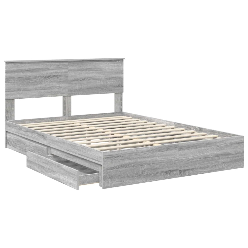 Letto con Contenitore con testiera Grigio Sonoma 150 x 200 cm