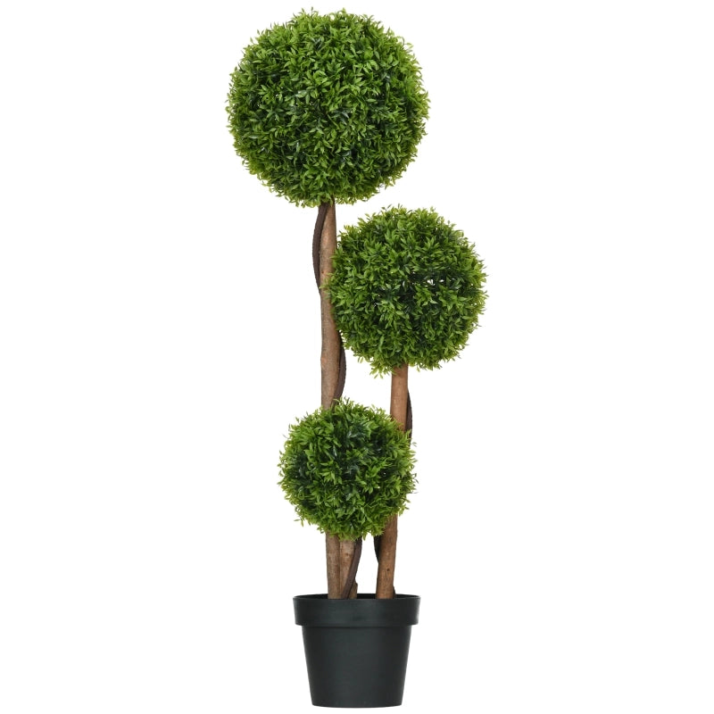 Grande bosso artificiale, 110 cm, pianta artificiale resistente ai raggi UV con 3 sfere per soggiorno, camera da letto, ufficio, giardino
