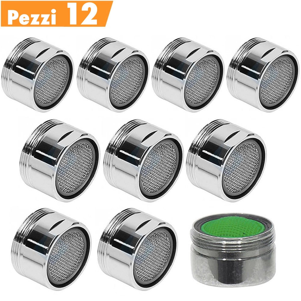 Trade Shop - Kit Set 12 Pezzi Filtro Filtrino Rubinetto Rompigetto Areatore Maschio Da 24 Mm -