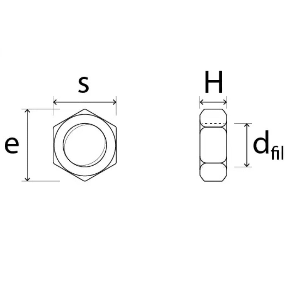Dado esagonale m8 x 1,25 mm zn5588 confezione 25 pezzi