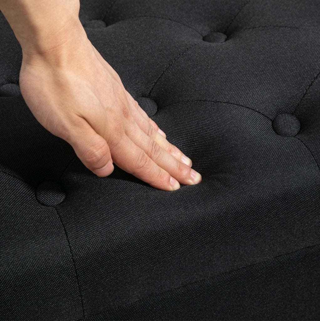 Panca contenitore imbottita 100x40x44 cm in poliestere nero HOMVRA