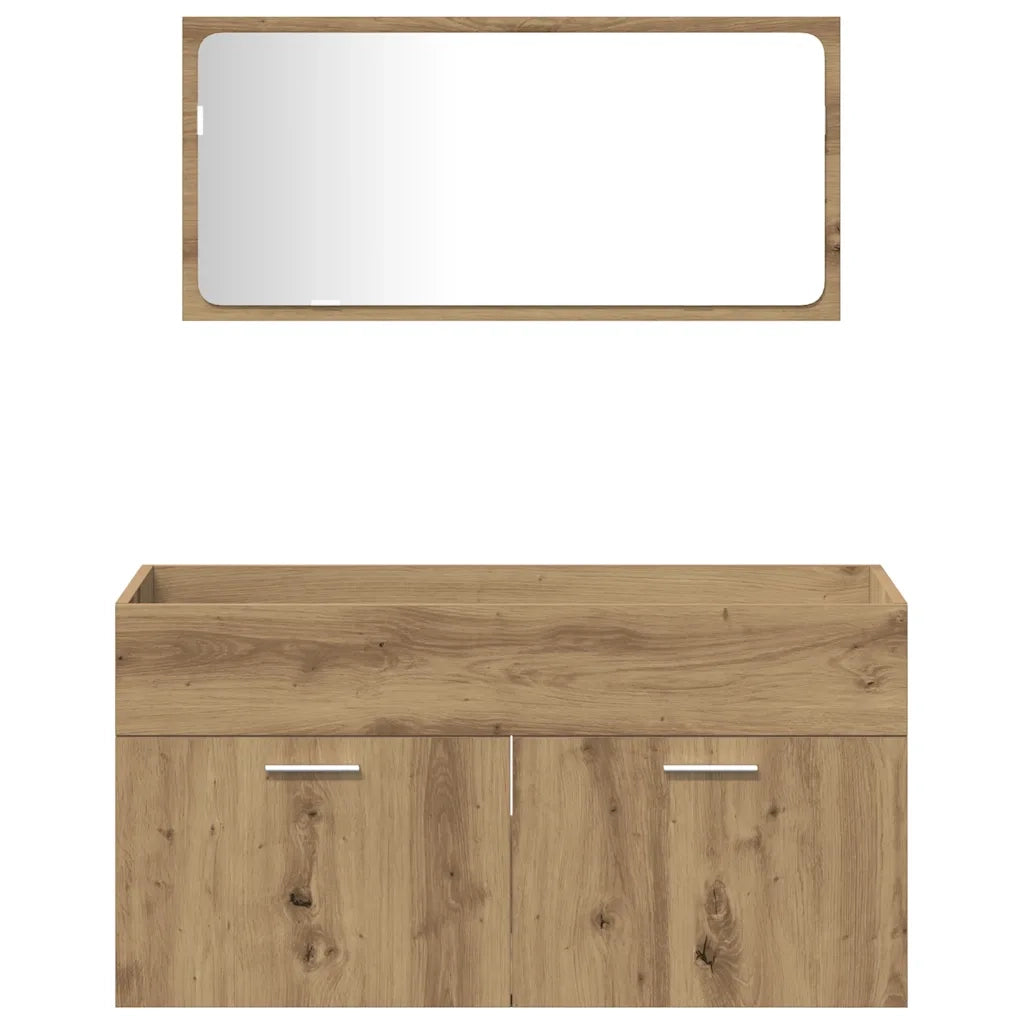 Set Mobili da Bagno | Armadio da bagno 3 pz Rovere Artigianale Legno Multistrato