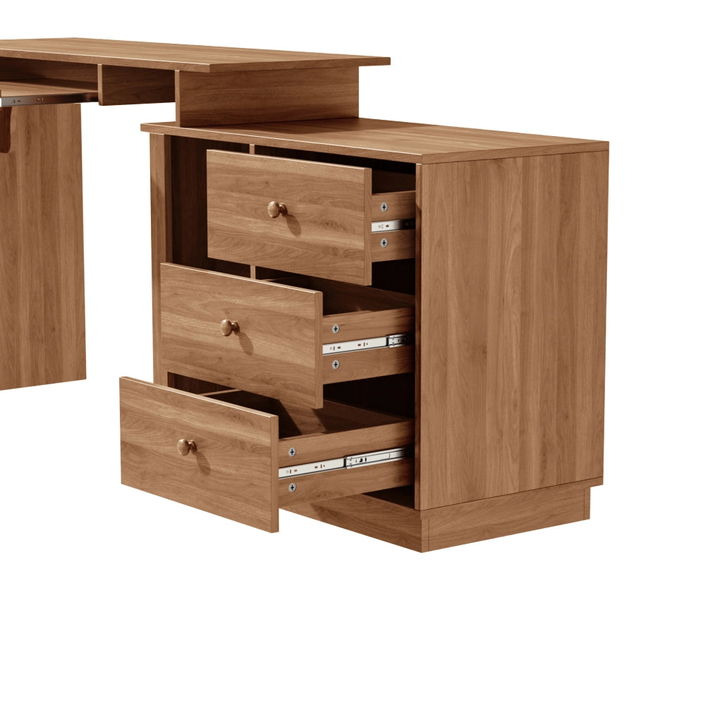 Scrivania dritta con piano estraibile; ripiano per tastiera e 3 cassetti in MDF color noce 110 × 40 × 75.5 cm