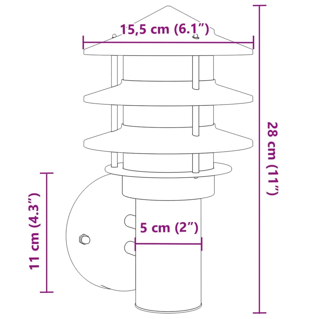 Set di 2 applique da esterno 15,5 x 15,5 x 28 cm illuminazione versatile in acciaio inox argento 02_0056548