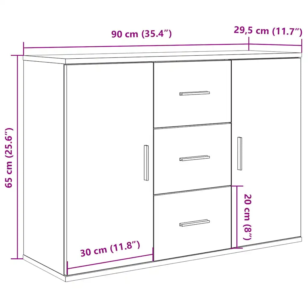 Credenza | Madia | Buffet da pranzo | Armadio da pranzo Legno Antico 90x29,5x65 cm in Legno Multistrato