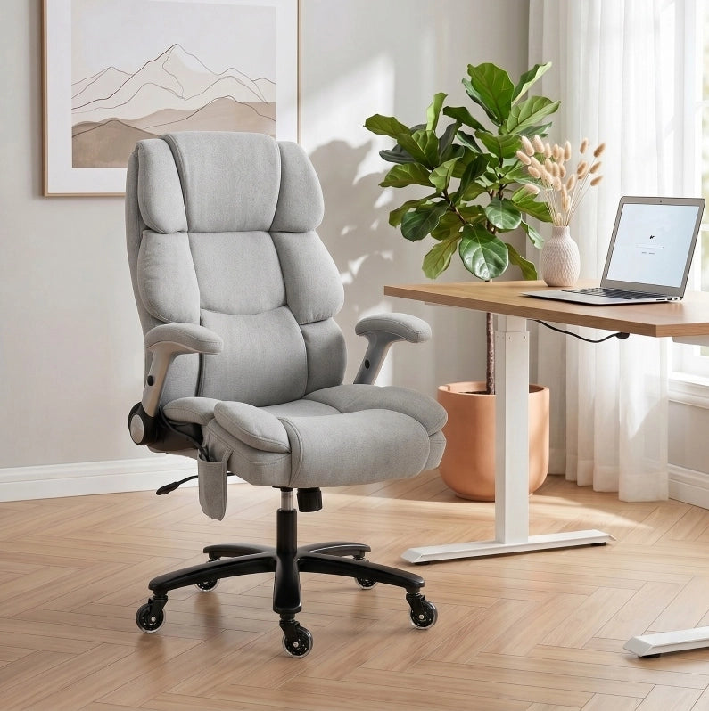Sedia da ufficio grigio chiaro con supporto lombare ad aria