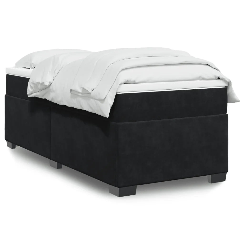 Giroletto a Molle con Materasso-Struttura Letto Nero 90x200 cm in Velluto 172279