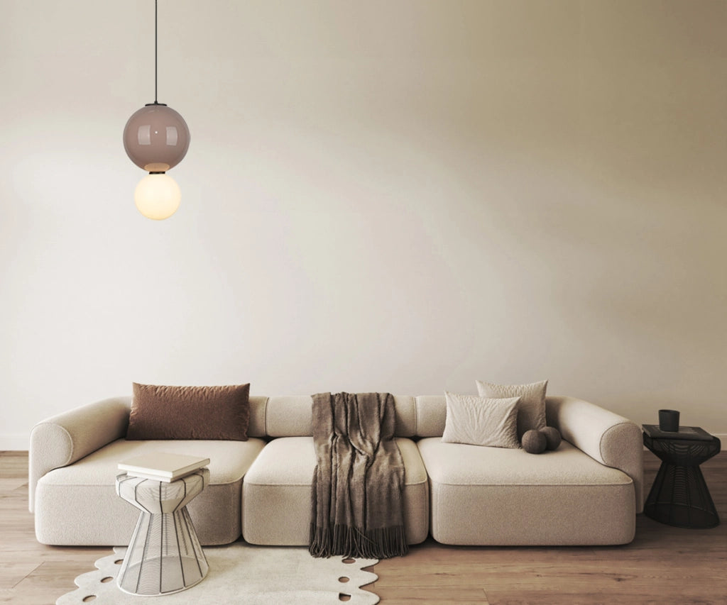 Lampada sospensione moderna bruno/bianco LED 7W Ø25 PIEVE