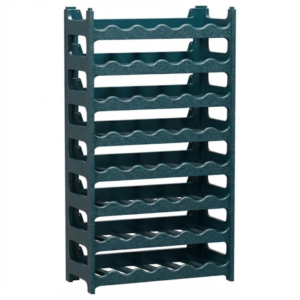 CookandSupply x TheWV Cantinetta Vino in Plastica Modulare Impilabile, Portabottiglie Effetto Pelle Martellata, 6 Bottiglie per Modulo, Scaffale Portavino Salvaspazio - Verde Petrolio, 48