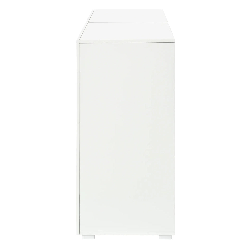 Sideboard con illuminazione LED controllabile via app, 3 ante con frontali in vetro, superficie lucida, struttura in truciolato