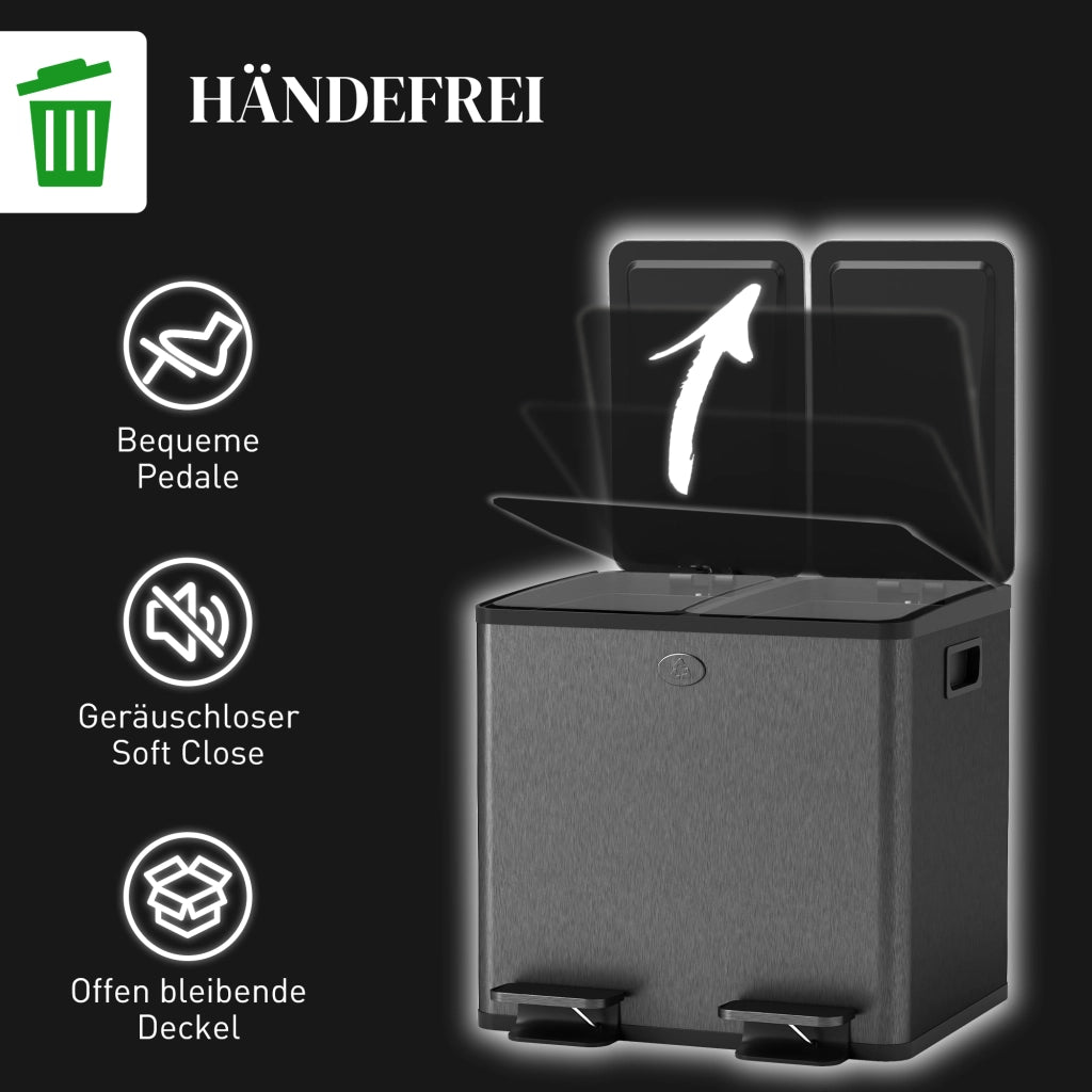Cestino doppio ¨C Minimal ¨C Acciaio inox, plastica, nero