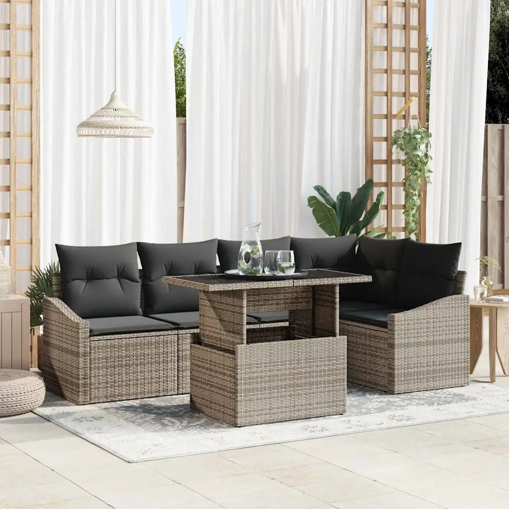 Set Divano da Giardino con cuscino con cuscino 6 pcs Grigio