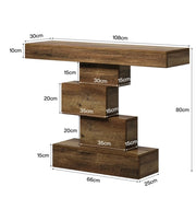 Tavolo consolle 108x30x80 cm con base geometrica effetto legno marrone chiaro HOMVRA