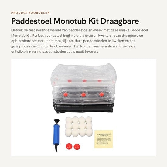 Kit di coltivazione funghi a casa - Cassetta di coltivazione funghi portatile - Kit monotubo - Coltivazione funghi in trasparenza - Inclusa pompa - PVC premium - Cassetta di coltivazione funghi