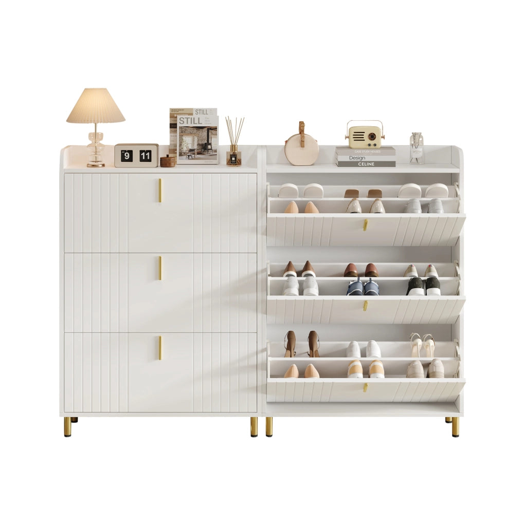 Scarpiera in MDF bianca a 3 livelli con ripiani regolabili; 80 ¡Á 23 ¡Á 123.5 cm