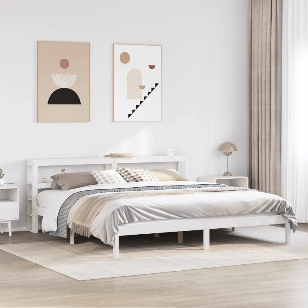 Letto senza Materasso-Struttura Letto Bianco 180x200 cm Legno Massello di Pino 816289