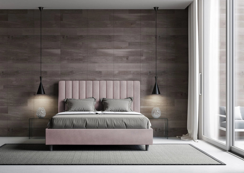 ityhome Letto matrimoniale king size con rete imbottito 170x200 microfibra sabbia Agueda
