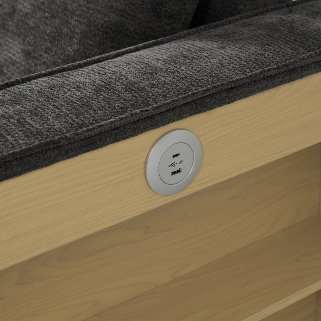 Divano Letto Multifunzione con Vano Contenitore, Portabicchieri e USB ¨C MINIMAL ¨C Grigio