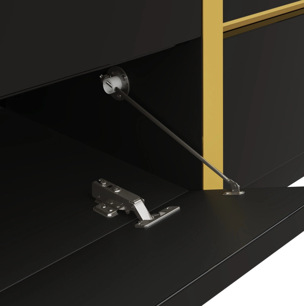 TV-Schrank lucido nero con 4 cassetti e 2 ante; MDF e pannello truciolare