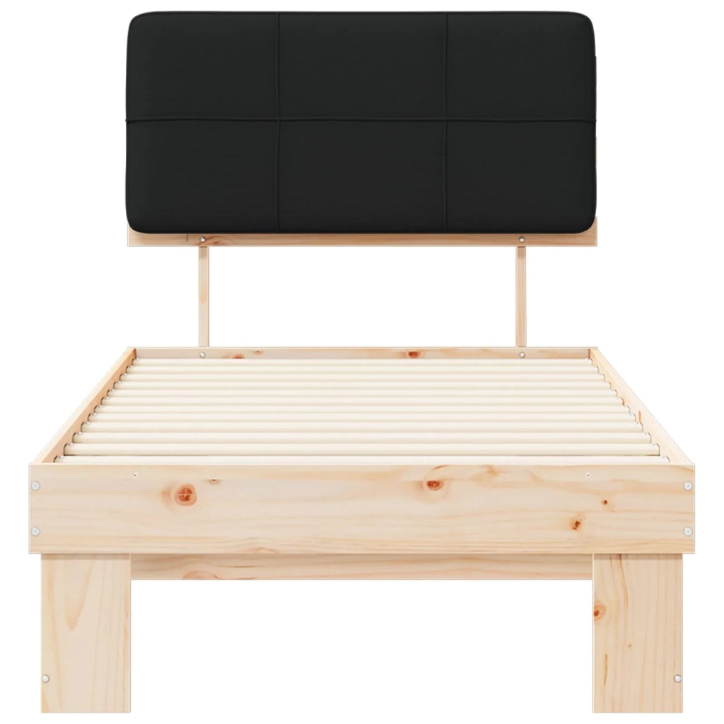 Letto con Testiera Rivestita Nero 80 x 200 cm Pino massello 877451
