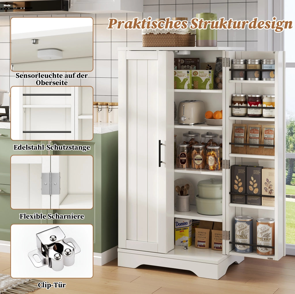 Mobile contenitore alto in MDF bianco con luce LED a sensore