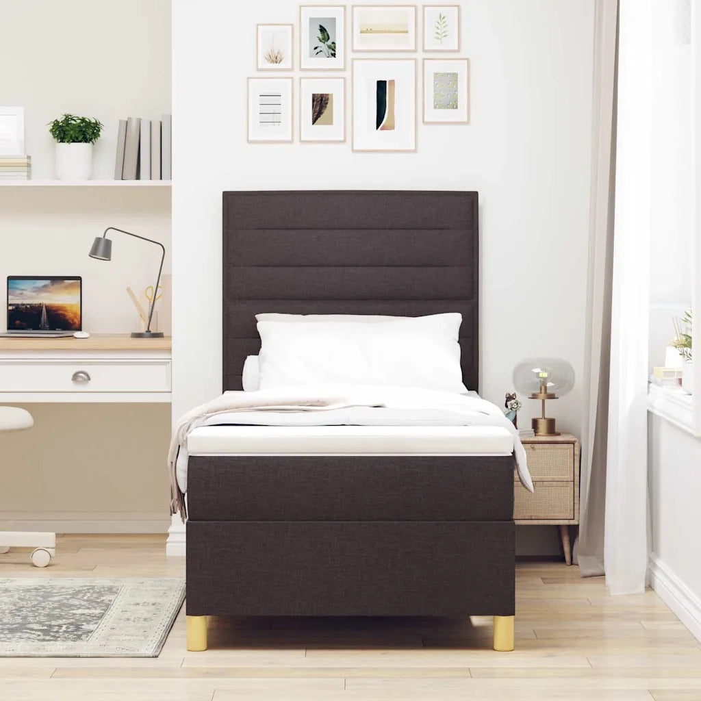 Letto a Sorgente LED Marrone Scuro 80 x 200 cm Tessuto