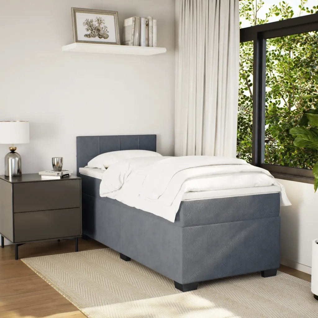 Giroletto a Molle con Materasso-Struttura Letto Grigio Scuro 90x190 cm Velluto 849050