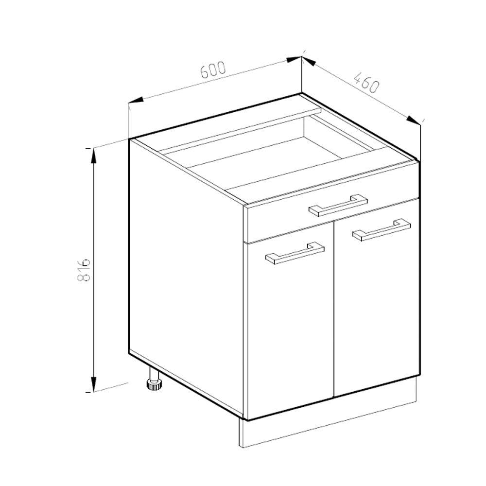 Vicco Base universale Grigio 60 cm con cassetti