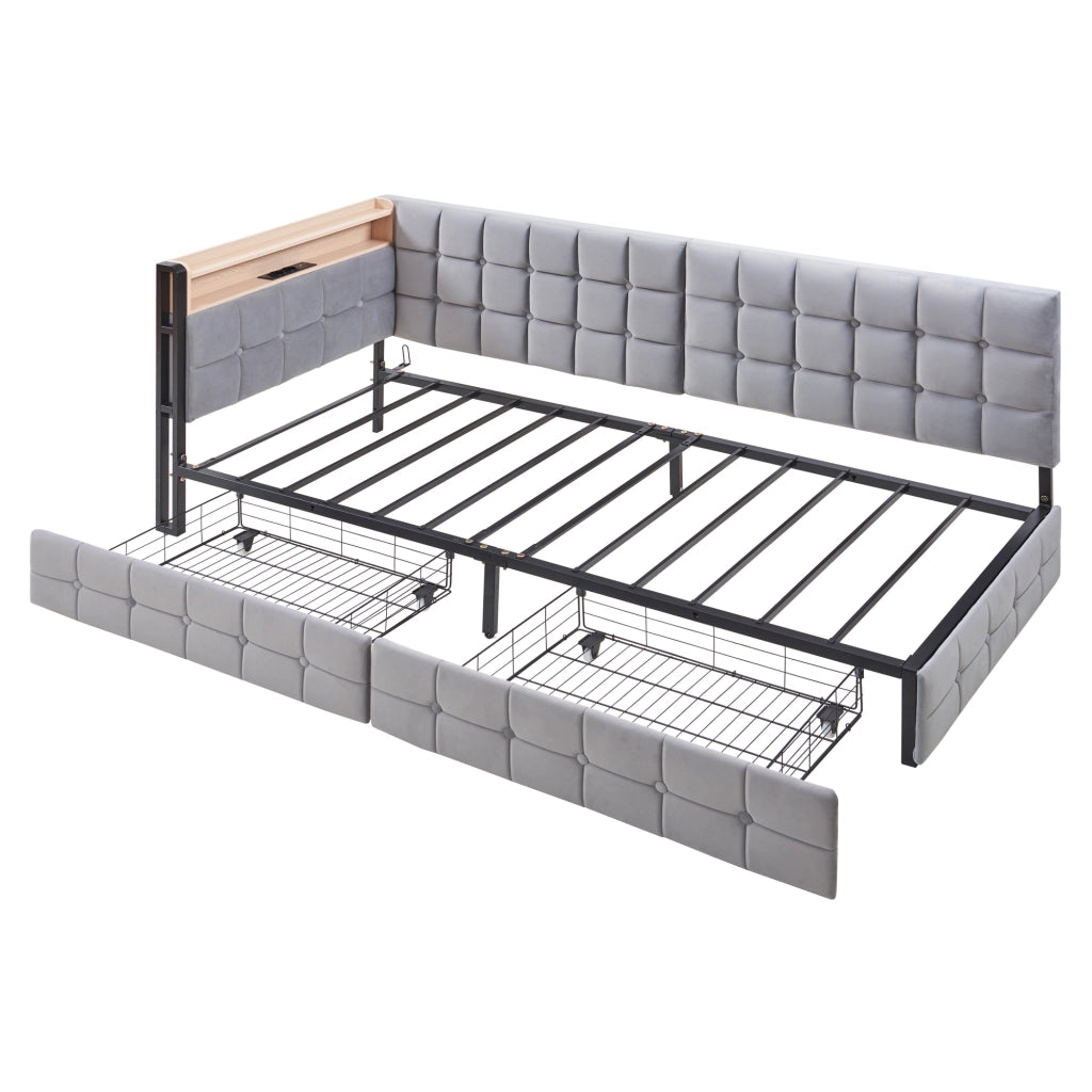 Divano letto imbottito tessuto 90x200 cm