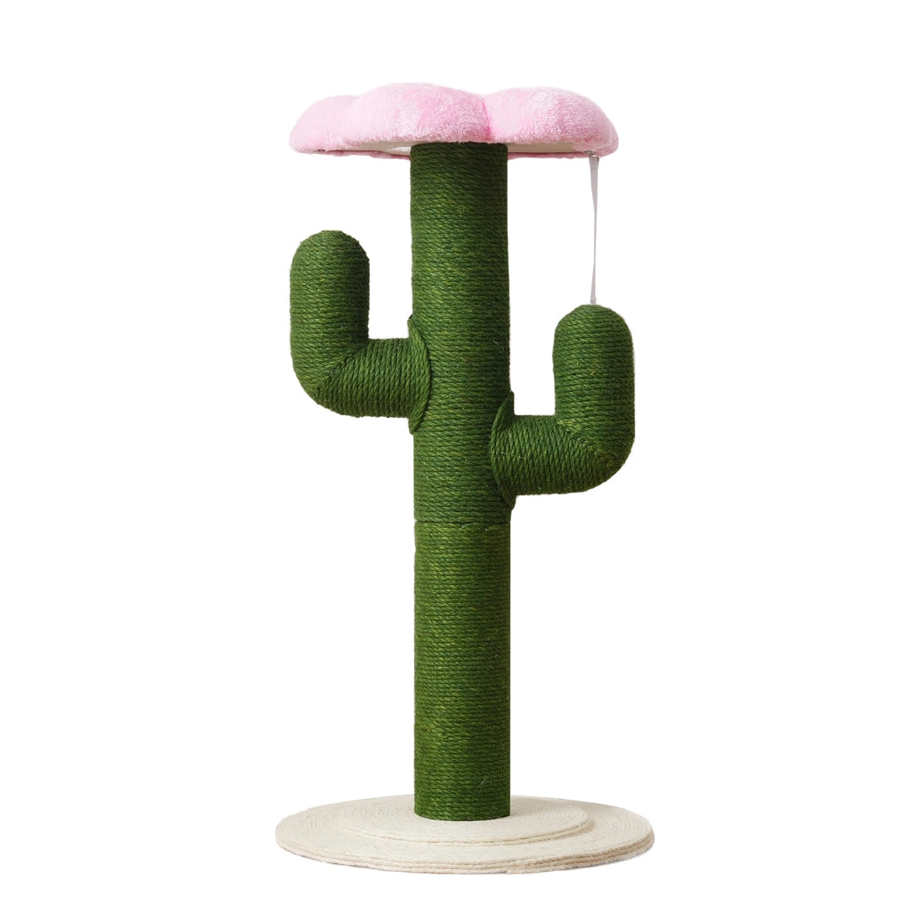 Albero tiragraffi per gatti con pali spessi in sisal e dispositivo antiribaltamento in MDF e carta verde 46×46×90 cm