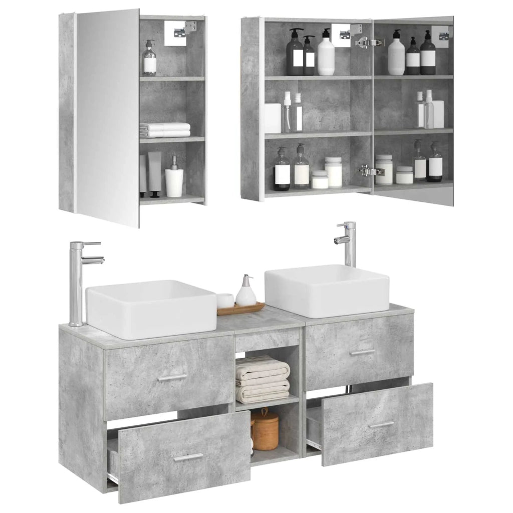 Set di mobili per il bagno 5 pz Grigio Cemento 3406770