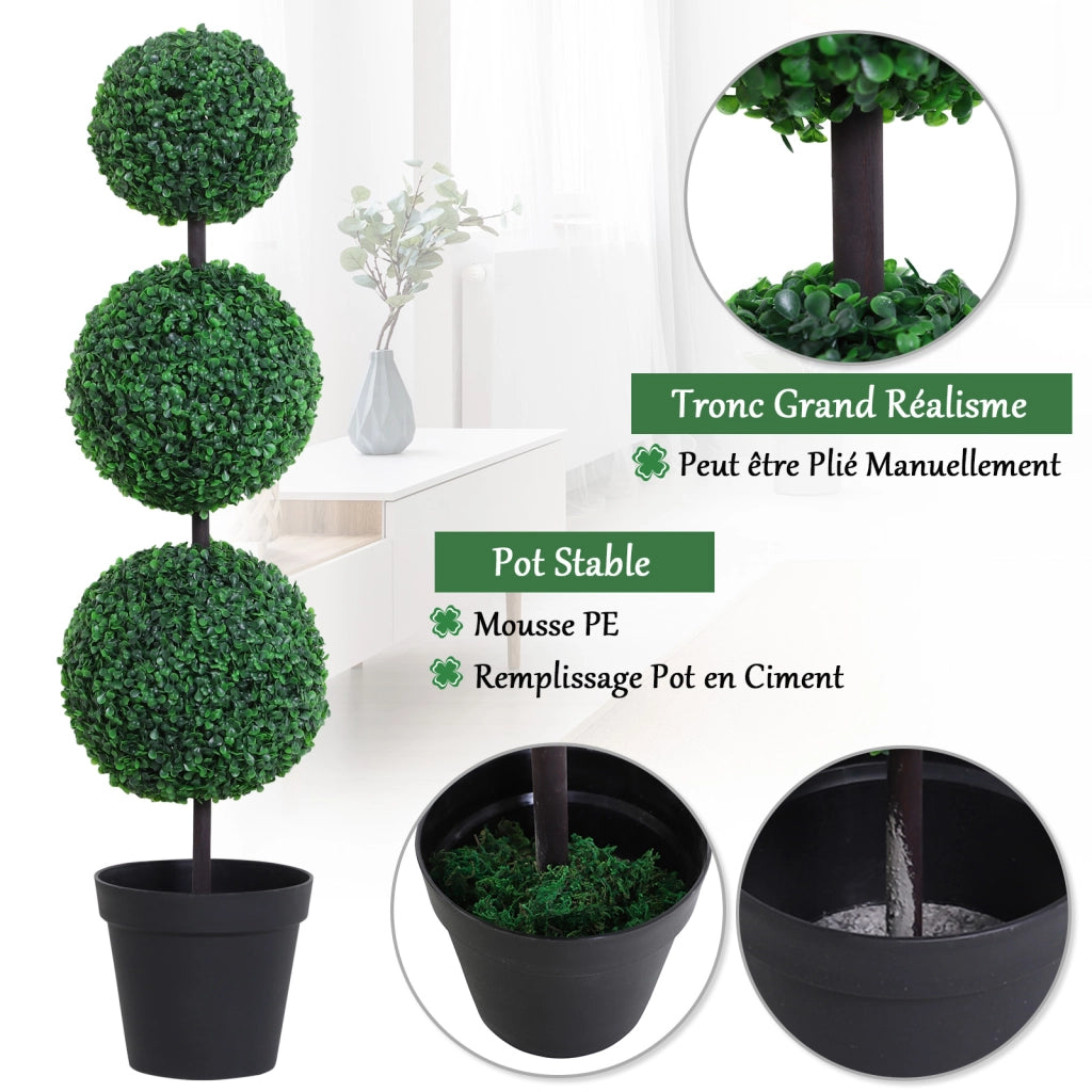 Buis Artificiale Topiaria a Sfera ¨C Minimal ¨C Verde 30x112 cm
