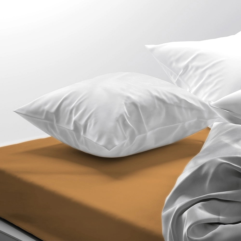 Lenzuolo letto sotto con angoli 100% puro cotone Made in Italy tinta unita Vaniglia - 2 Piazze
