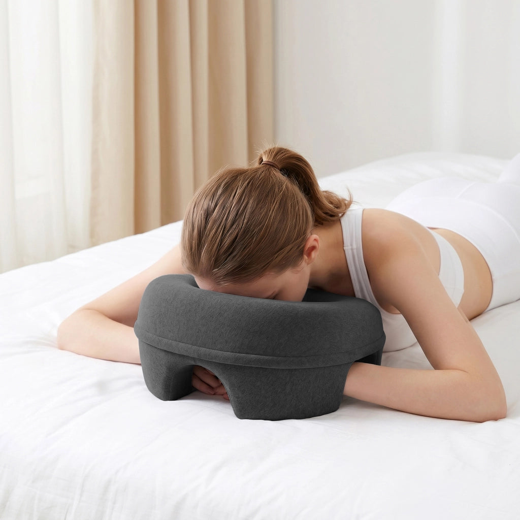 Cuscino per massaggio con supporto a T in memory foam grigio scuro per riposo prono e spa