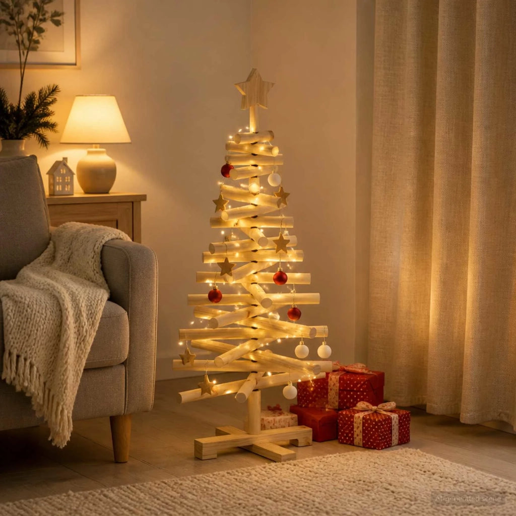 Albero di Natale in legno KOTKA 90 cm Legno Massello di Pino 42051516