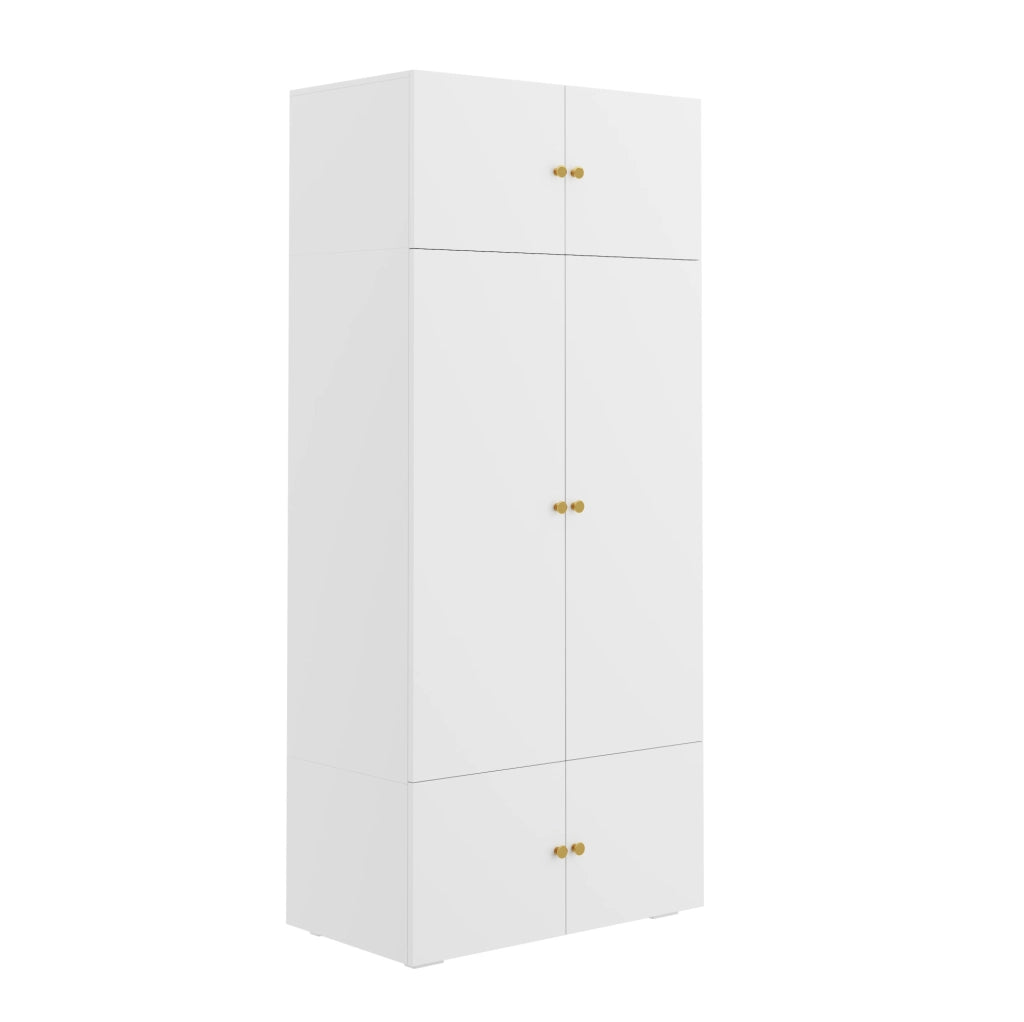 Armadio 90x50x200 cm con barra appendiabiti e 5 vani in truciolare bianco