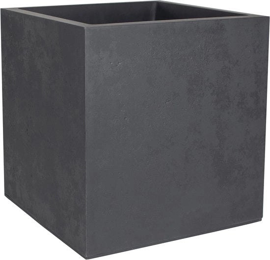 Piatto quadrato 50 cm Basalto 57 L - Decorazione imitante calcestruzzo - Doppio strato - Zona di accumulo d'acqua - 495 x 495 x H 495 cm - Grigio antracite