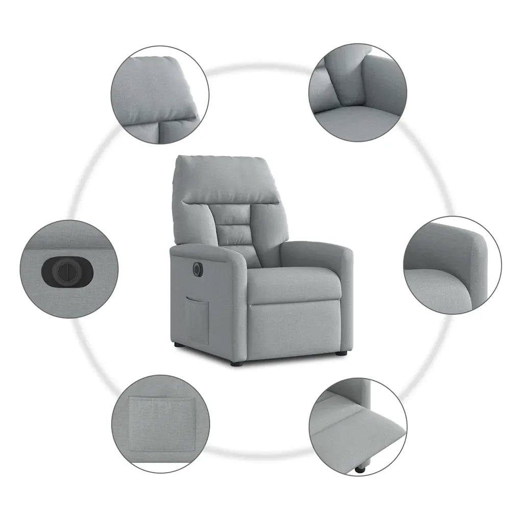 Poltrona Elettrica Reclinabile Grigio Chiaro in Tessuto 3303012