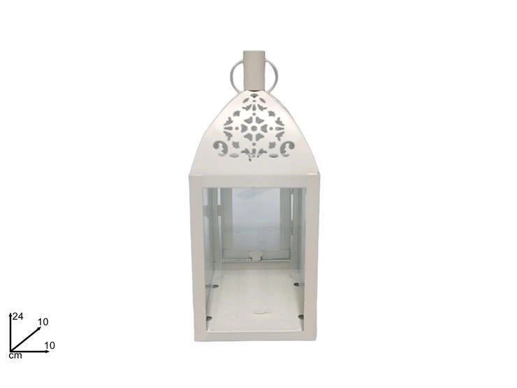 Lanterna Decorativa Porta Tea-Light Bianca 24 cm