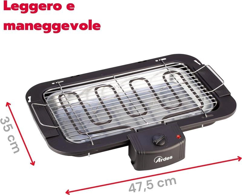 ARDES AR1B01 BARBECUE ELETTRICO PORTATILE 2200W COLORE NERO