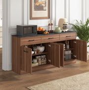Mobile da cucina ULEVR con 3 cassetti e ripiani regolabili, finitura noce e piano effetto cemento