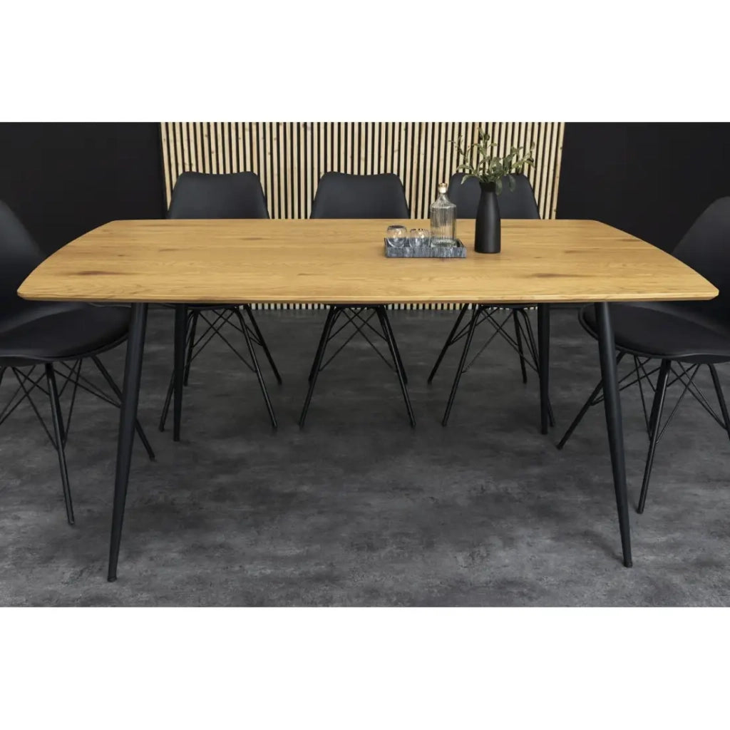 Tavolo da pranzo CALDERO 140 cm – Tavolo contemporaneo in quercia selvatica e metallo