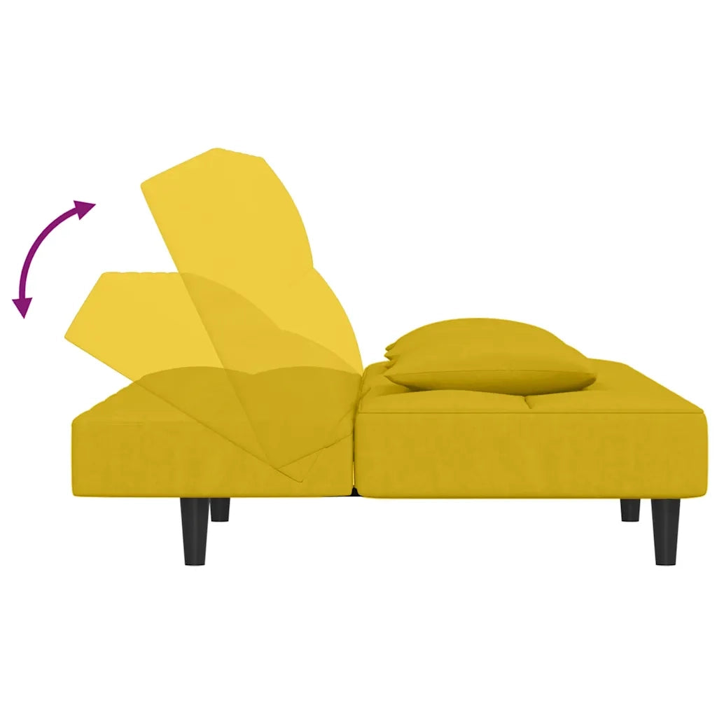 Divano letto | Sof¨¤ letto | Letto singolo a 2 Posti con 2 Cuscini Giallo in Velluto