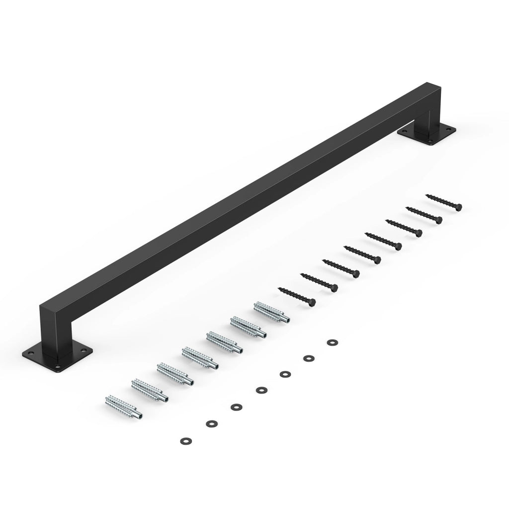 Corrimano per Scale a Parete in Acciaio al Carbonio Nero 1215 mm BG-TF-4, 2 Sezioni Tubo Quadrato per Interni e Soppalco, Robusto Portata 113 kg