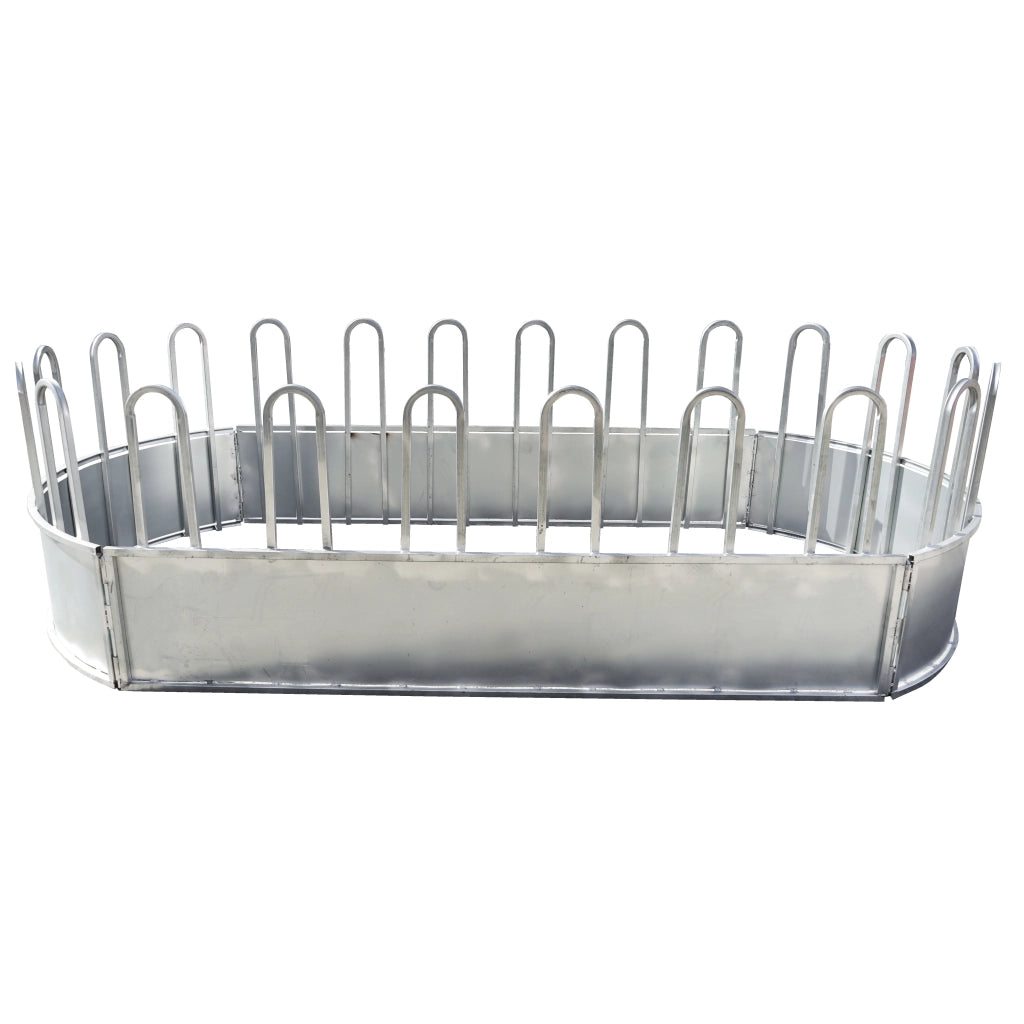 Mangiatoia ovale per balle di fieno con 22 posti 3,4x1,7x1m