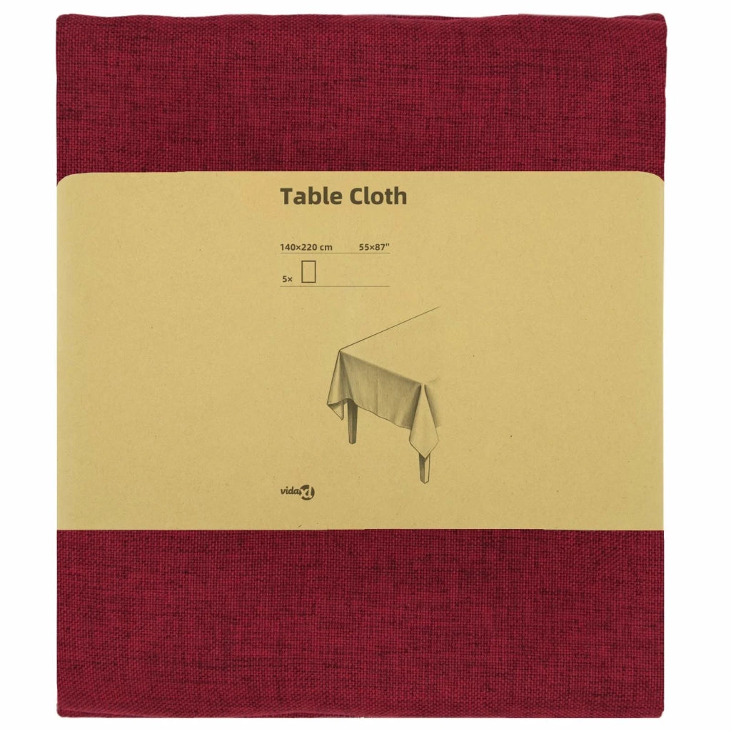 Tovaglia da Tavolo 5 pz Rettangolare Rosso Vino 140 x 220 cm 42040358